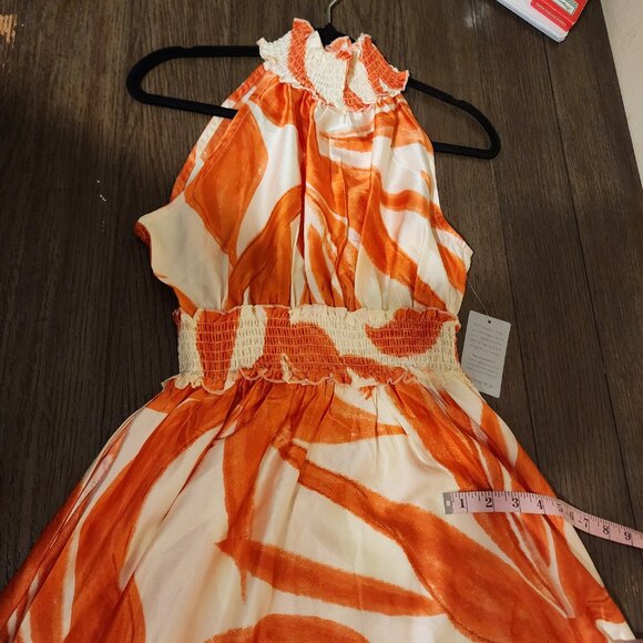 Melloday Maxi Halter Dress NWT XS Missing button, small tear - Picture 5 of 12